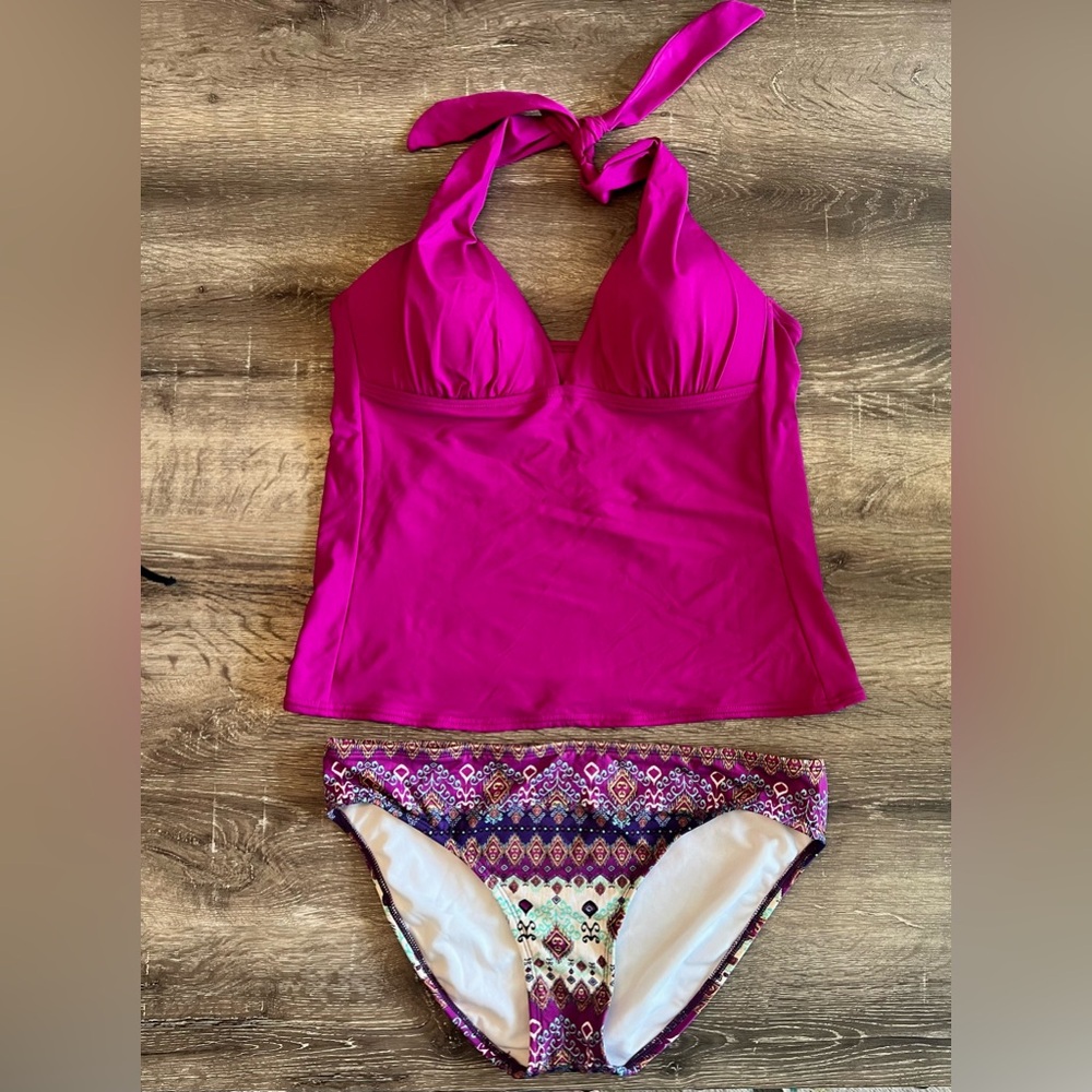 Apt. 9 Tankini Top & Print Bikini Bottom Set - Sz. 12 - in Like New Condition